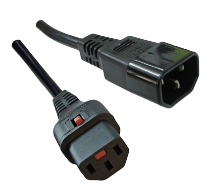 IEC C14 10A plug - IEC-Lock C13 10A socket (1.0mm2) Black lead