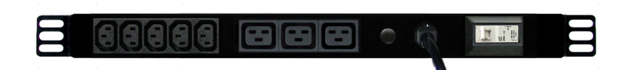 PDU: 5+3x Outlets | IEC C13+C19 | 0.5m Vertical | Cable